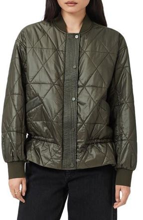 AllSaints Alii Quilted Bomber Jacket in Forest Green at Nordstrom Rack, Size 10 Us / 14 Uk