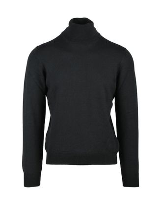 Gran Sasso Black Fine-Knit Turtleneck Sweater