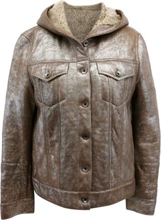 Brunello Cucinelli Metallic Brown Suede Jacket Size 42
