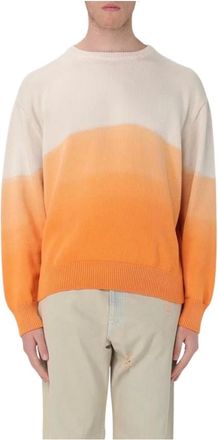 Msgm Msgm, Truien & Vesten, Heren, Veelkleurig, S, Katoen, Heren Beige-Oranje Katoenen Trui