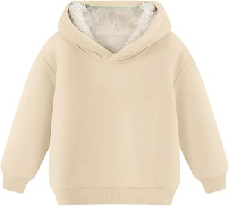 Generic Boys Girls Zipper Sweatshirt Youth Solid Classic Hoodies Soft Full Zip Hooded Sweatshirts for Teens Kids Unisex (Beige, 8-9 Years)