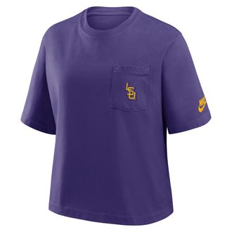 Nike LSU Legacy Pocket Boxy Nike Womens College T-Shirt in Purple | 11CM51LLOV-SYF