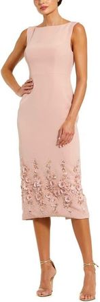 Mac Duggal Crepe Sleeveless Floral Beaded Midi Dress in Vintage Lilac at Nordstrom, Size 16