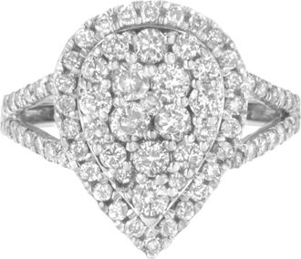 House of Brilliance 925 Sterling Silver Diamond Cluster Ring