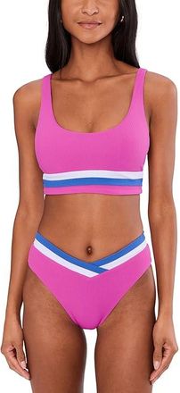 BECCA by Rebecca Virtue Coast Line Rib Rory Color Block Sport Bra Womens Clothing Roseberry : D-Cup, Nylon/Spandex