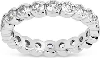 Sterling Forever Sterling Silver Clear Helene Bezel Eternity Band Ring