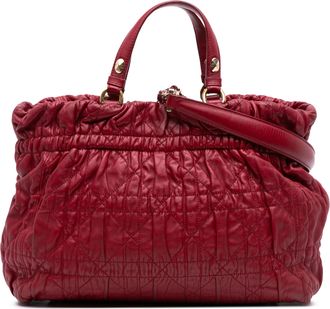 Dior Red Lambskin Gaufre Cannage Delices Tote