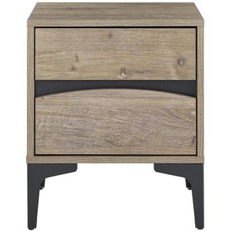 SoBuy SoBuy FBT165-N Comodino, 2 cassetti con frontale curvo, effetto legno & gambe in metallo, Tavolino da notte moderno per camera da letto, 40&times;40&times;47 cm