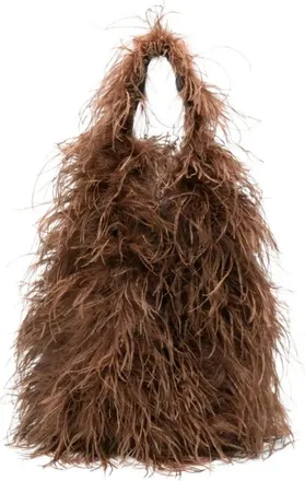 Yves Salomon Top Handle Shoulder Bag - female - Yves Salomon - Handbags - Brown - ONE SIZE - Bags