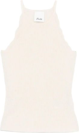 Allude Gewelfde geribbelde tanktop - Beige