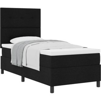 vidaXL Box Spring Bed with Mattress Black 90 x 190 cm Fabric vidaXL