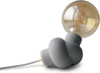 Gone's Lámpara de hormigón y madera cable blanco bombilla led edison