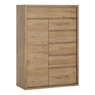 Furniture To Go Shetland 1 Door 6 Drawer Cupboard in Brown
