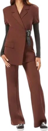 WeWoreWhat Rib Sleeve Blazer In Cacao Black