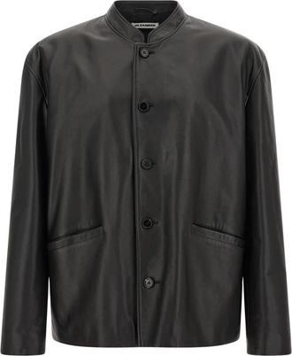 Jil Sander 145 Jas - Heren - Leren en Su&egrave;de Jassen - Zwart - L - Leer - Jassen