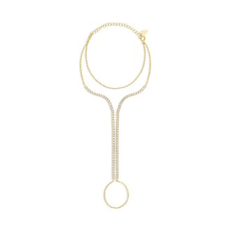 SHYMI Pav&eacute; Tennis Hand Chain -.925 Sterling Silver, 14K Gold-Plated, Rhodium Plated, 6 with 2 Extender, Cubic Zirconia Detailing, Day to Night