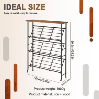 OEM Zapatero De 4 Niveles - Estructura De Metal Y Madera - Capacidad Para 12-16 Pares - Dimensiones 89,5 X 60 X 20 Cm -crezuo