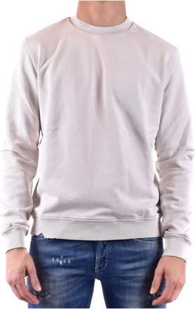 Paolo Pecora Sweatshirt met ronde hals en gescheurd effect van katoen - Heren - Sweatshirts - Beige - S - Katoen - Hoodies & sweatvesten