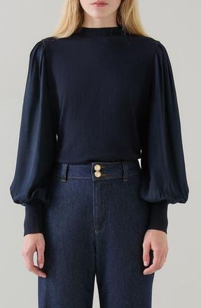 L.k. Bennett Erica Mixed Media Top in Navy at Nordstrom Rack, Size X-Small