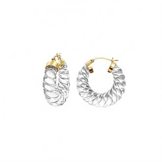 Gold & Honey Womens Chunky Rope Hoop Earrings In Clear