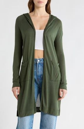Go Couture Hooded Sweater Cardigan in Aventurine at Nordstrom Rack, Size X-Large