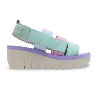 FLY London YERE847FLY Textile Leather Womens Heels Sandals - Spearmint Multicolor - Size:UK 4