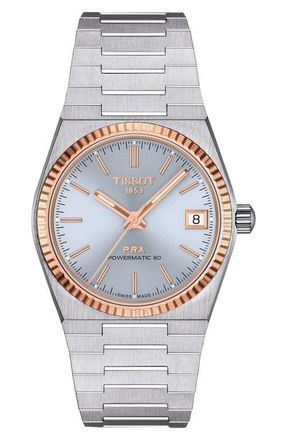 Tissot PRX Powermatic 80 Two-Tone Bracelet Watch, 35mm in Light Blue at Nordstrom