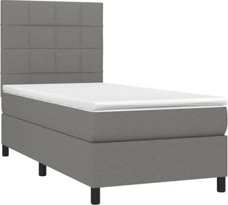 vidaXL Vidaxl - Cama Box Spring Con Colch&oacute;n Tela Gris Oscuro 90x200 Cm