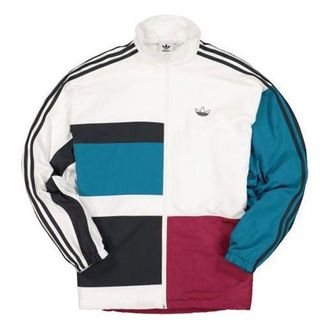 adidas originals Spirit Oversized Multicolor Splicing Sports Jacket White ED6242