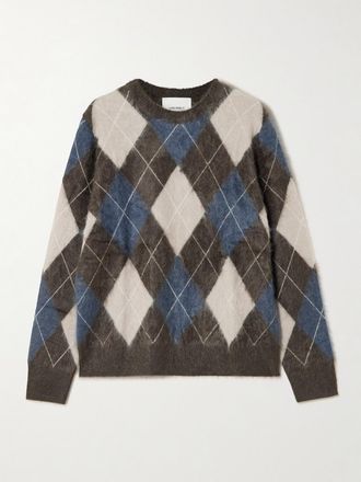 Lisa Yang Pullover In Cashmere Spazzolato A Rombi Margy - Marrone