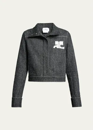 Courr&egrave;ges Denim Tweed Jacket
