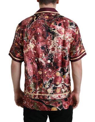 Dolce & Gabbana Mens Multicolor Button Down Silk Shirt