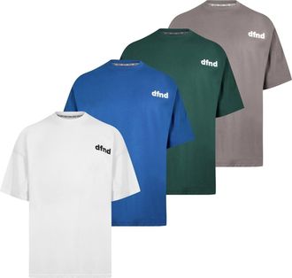 Defend London Heren-T-shirt met logo (set van 4) (Wit/Blauw/Groen/Grijs)