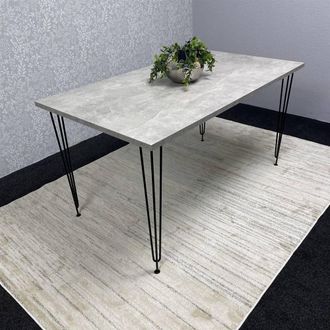 Kosy Koala Modern Grey Rectangular Dining Table with Hairpin Legs - Compact Kitchen & Dining Room Table (L140) in Brown