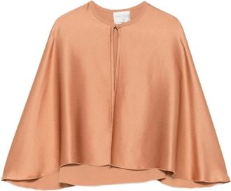 Forte_Forte Blouse met Cape-stijl - Dames - Blouses - Bruin - M - Satijn - Overhemden