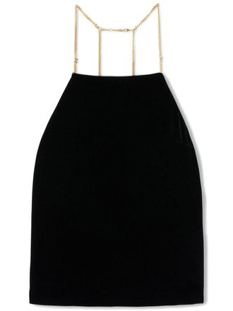 Palm Angels chain-embellished velvet top - women - Silk/Silk/Elastane/Rayon/Viscose - 38 - Black