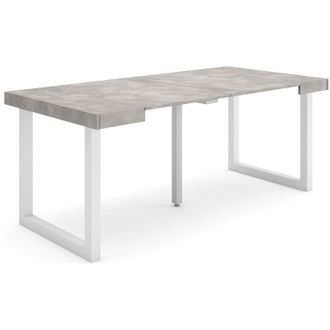 Skraut Home Mesa Consola Extensible, Mesa Comedor Plegable, 180, Para 8 Comensales, Patas Madera Maciza, Estilo Moderno, Gris Cemento - Skraut Home