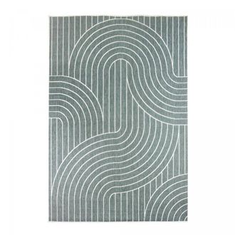 Un amour de tapis Alfombra de terraza exterior kilim reversible verde y crema 200x290