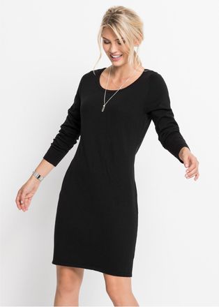 Bonprix Strickkleid BONPRIX Strickkleid, Damen, Gr. 56/58 (XXXL), N-Gr, schwarz, Obermaterial: 70% Baumwolle, 30% Polyamid, loose fit, Kleider Strickkleid, f&uuml;