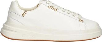 Guess Witte Sneakers Leren Ronde Neus Vetersluiting - Heren - Sneakers - Wit - 42 EU - Leer - Schoenen