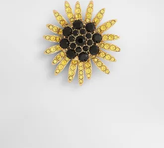 Dolce & Gabbana Sartoria Floral Brooch With Rhinestones - Man Bijoux Gold Metal Onesize