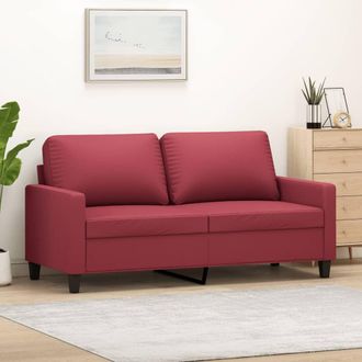 vidaXL Sof&aacute; De 2 Plazas De Cuero Sint&eacute;tico Rojo Vino 140 Cm Vidaxl