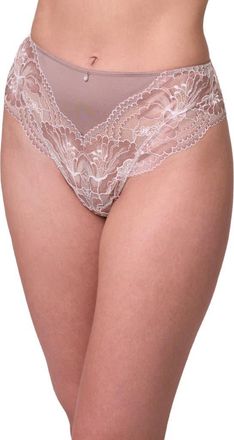 Montelle Intimates Floral Lace & Microfiber Thong in Moonshell/Chantilly at Nordstrom, Size Xx-Large
