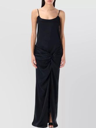 The Attico satin long dress knot detail