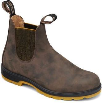 Blundstone Classics Water Resistant Chelsea Boot in Rustic Brown/Mustard at Nordstrom, Size 6.5