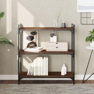 vidaXL Librer&iacute;a 3 Estantes Madera Ingenier&iacute;a Roble Marr&oacute;n 80x30x86 Cm Vidaxl