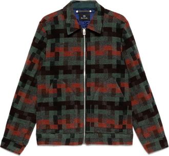 Paul Smith Mens Printed Wool Jacket - Dark Grey - Size Medium