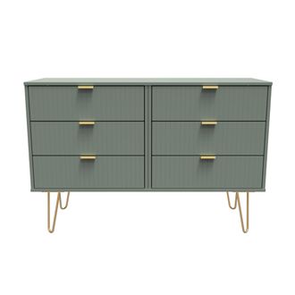 Welcome Furniture Breda Ready Assembled 6 Drawer Wide Chest in Reed Green - Welcome Furniture | TJ Hughes