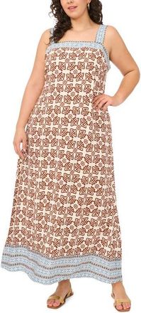 Vince Camuto Mixed Print Smock Back Maxi Dress in Rust at Nordstrom, Size 1 X