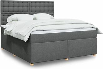 vidaXL Vidaxl - Cama Box Spring Con Colch&oacute;n Tela Gris Oscuro 180x200 Cm